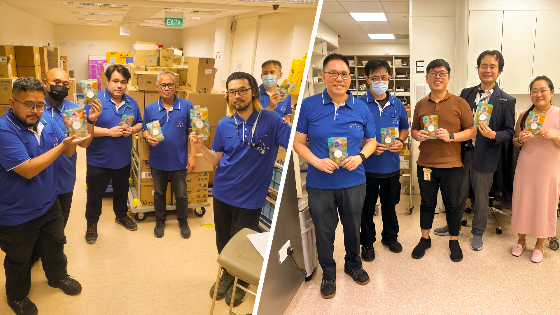 Image of ALPS staff with their Hari Raya festive goodies